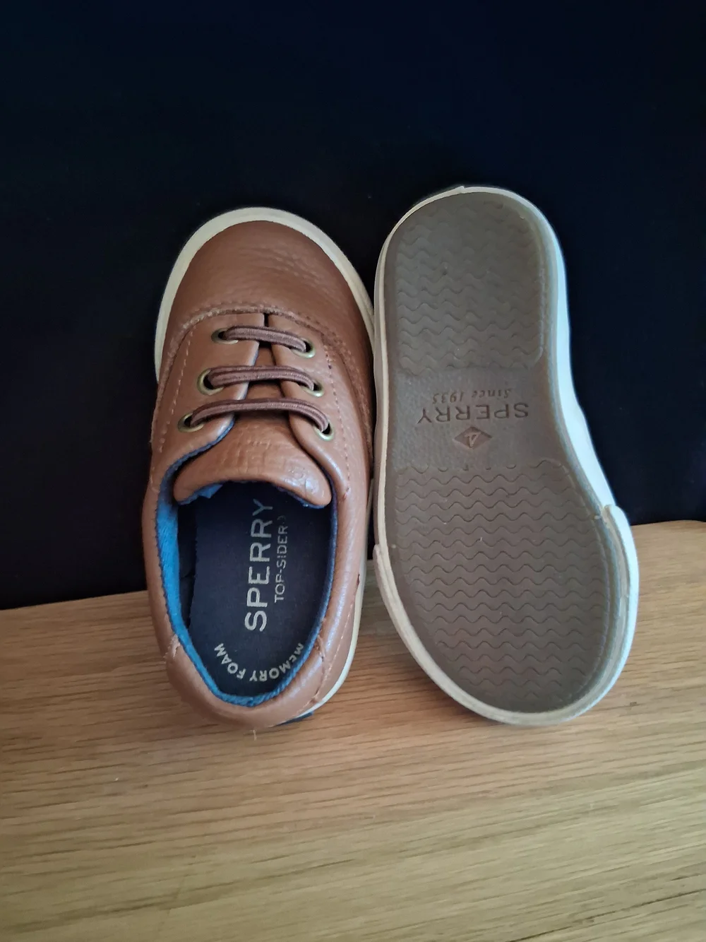 Sperry Kids Tan Leather Lace-Up Boat Sneakers